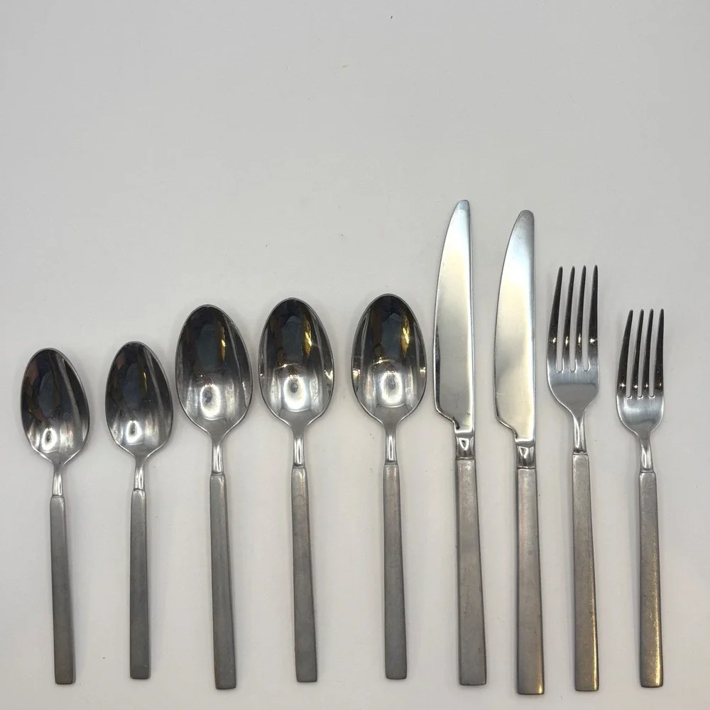 Modern Cambridge Danielle Frosted Flatware Stainless Lot 9 MCM Minimalist Style